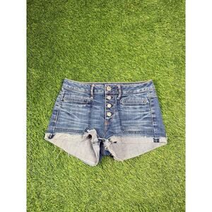 American Eagle Women’s Size 4 Denim Cutoff Shorts Button Fly Distressed Stretch